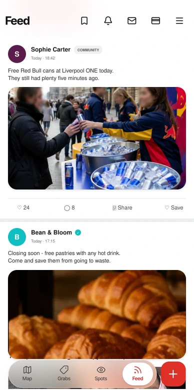 Grabit Feed showing posts from businesses and the local community